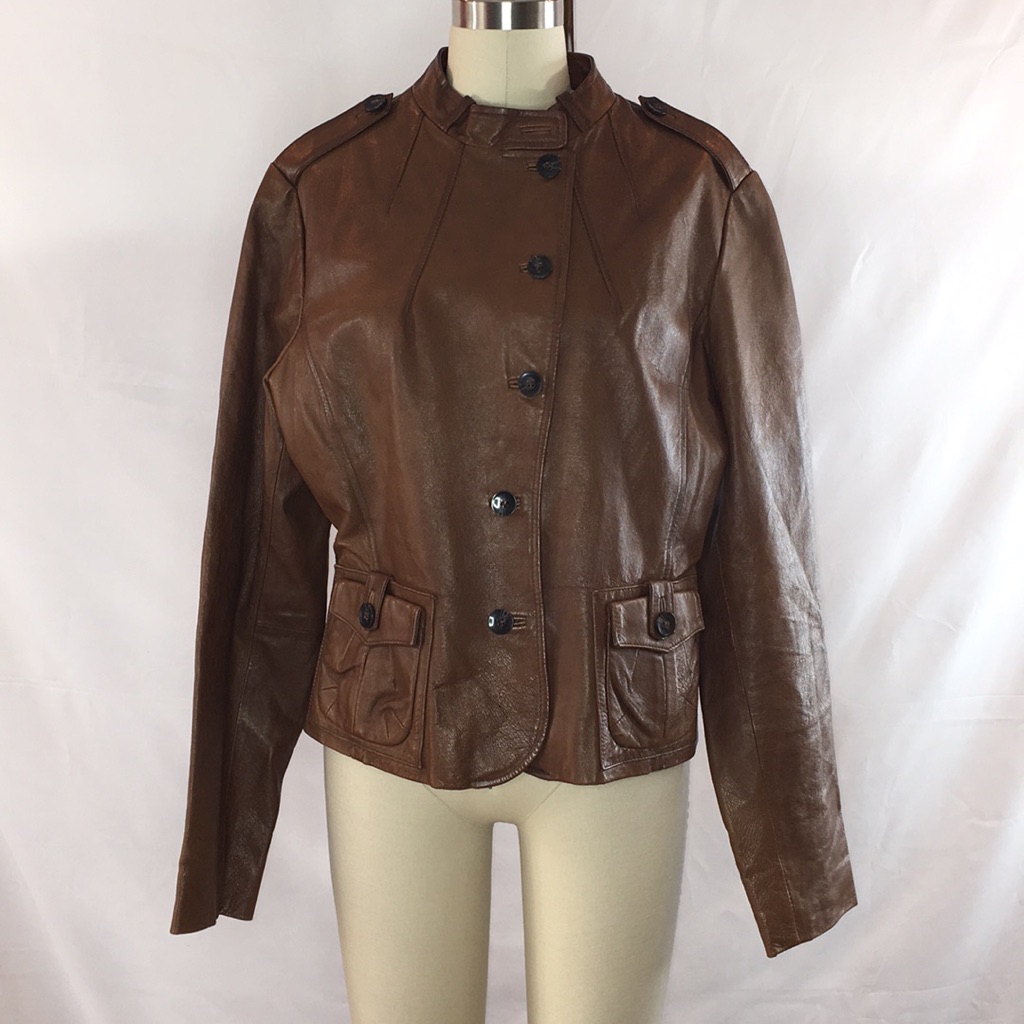 Spiegel Cognac Real Leather Moto Lined Jacket